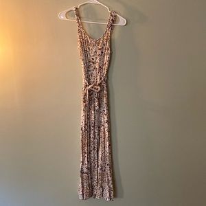 Japna Floral Button Down Spaghetti Strap Midi Dress